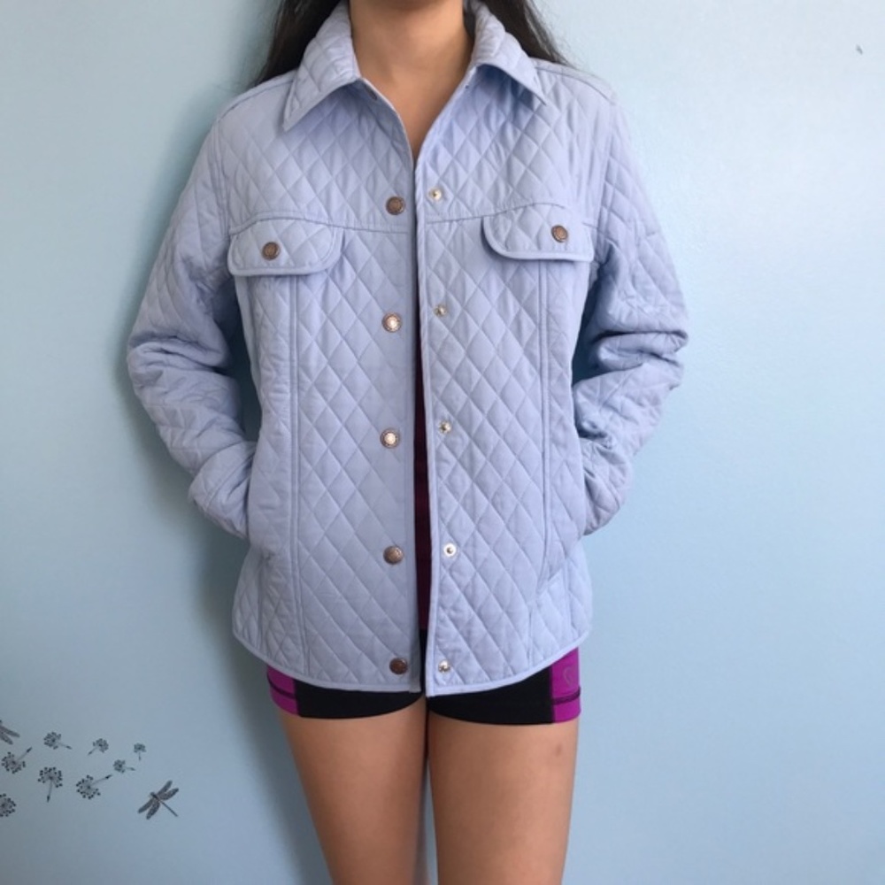Tugartex Hot Kiss Quilted Long Sleeves Light Blue Jacket Women's Size S Petite